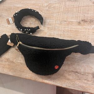 NWT BUNDLE of 3 accessories black Fanny pack , change purse, and headband
